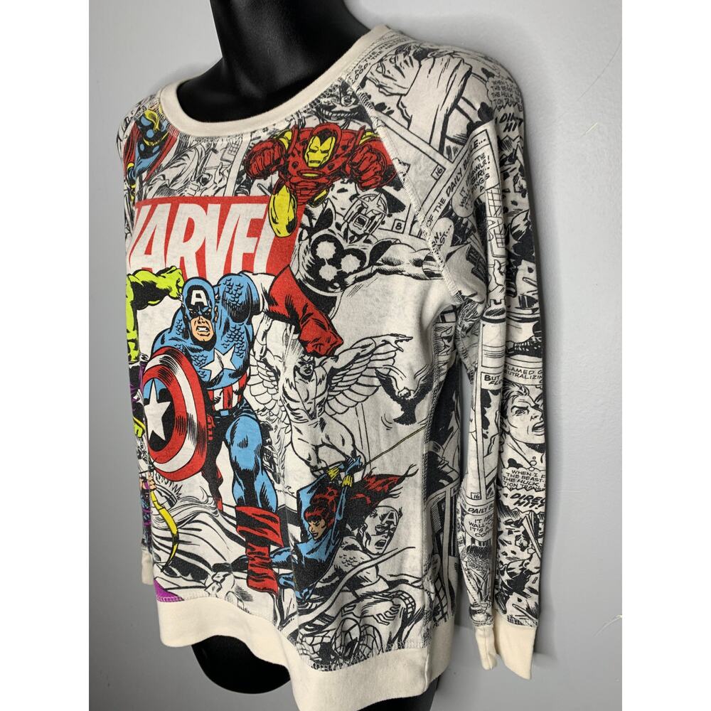 Marvel Reversible Pullover Comic Strip Design Crew Neck Women's Medium - Picture 3 of 8